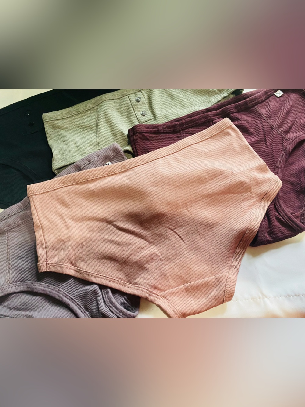 Nine West Ribbed High-Waist Briefs - Black, Olive, Burgundy, Lavender, Muave - Picture 3 of 4